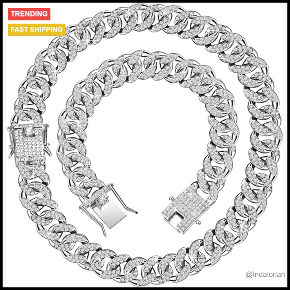 Sterling Silver Cuban Link Chain Necklace Bracelet Set Unisex